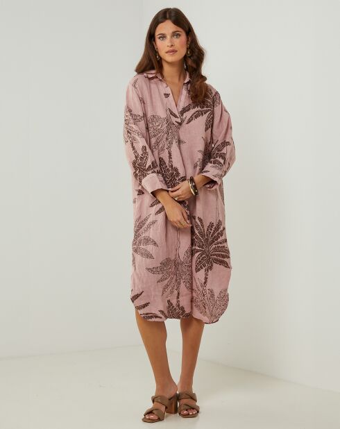 Robe 100% Lin Jane vieux rose