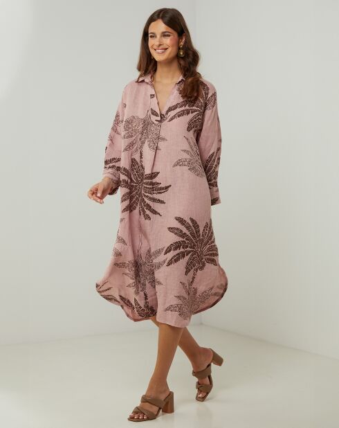 Robe 100% Lin Jane vieux rose