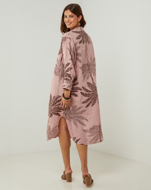 Robe 100% Lin Jane vieux rose