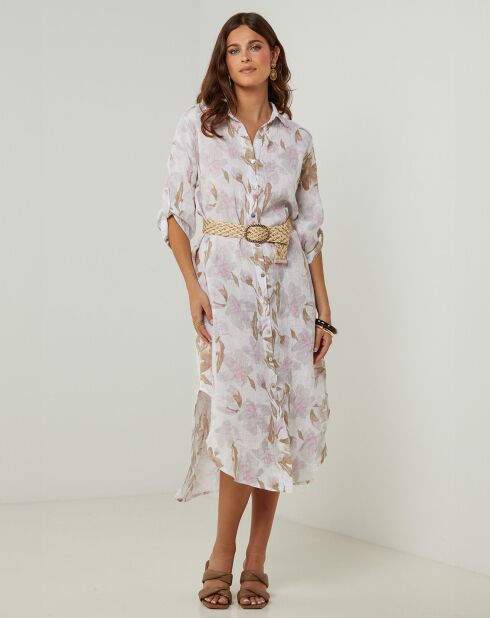 Weißes Jane-Kleid aus 100% Leinen