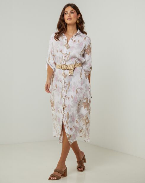 Weißes Jane-Kleid aus 100% Leinen