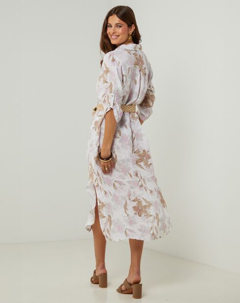 Weißes Jane-Kleid aus 100% Leinen