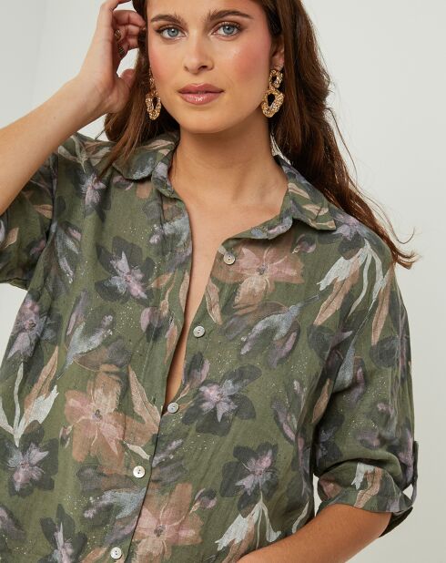 Khaki-Kleid Jane aus 100% Leinen