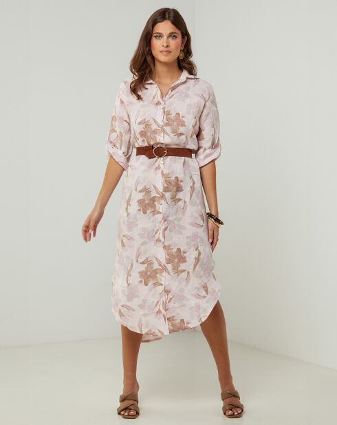 Robe 100% Lin Jane vieux rose