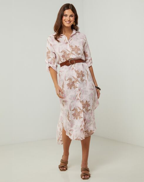 Robe 100% Lin Jane vieux rose