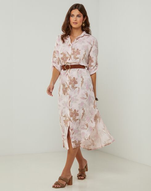 Robe 100% Lin Jane vieux rose