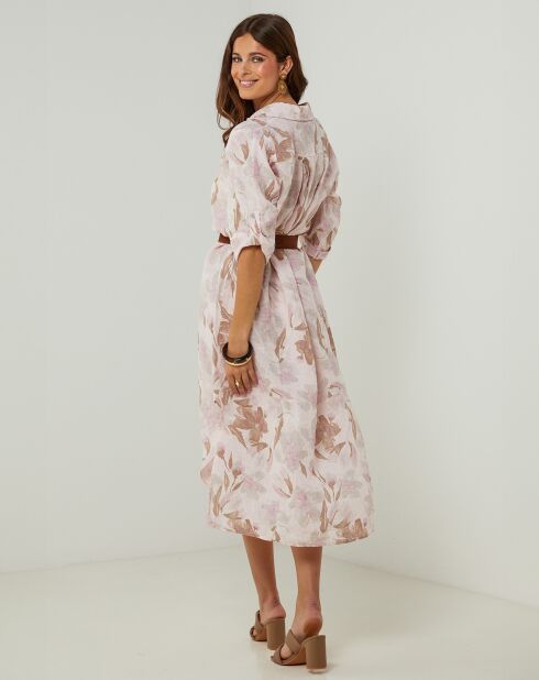 Robe 100% Lin Jane vieux rose