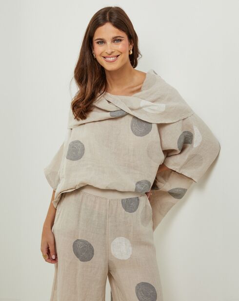 Blouse 100% Lin Plumetis beige