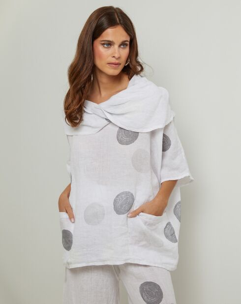 Blouse 100% Lin Plumetis blanche