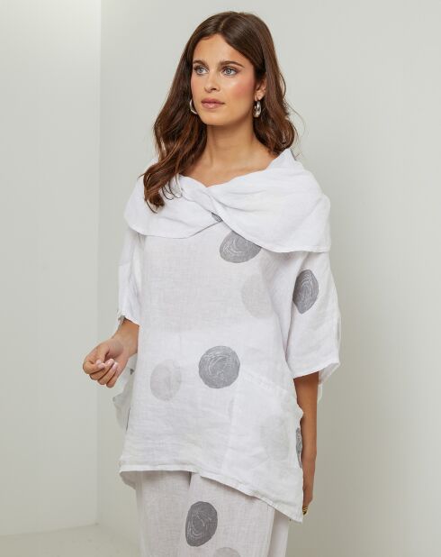 Blouse 100% Lin Plumetis blanche