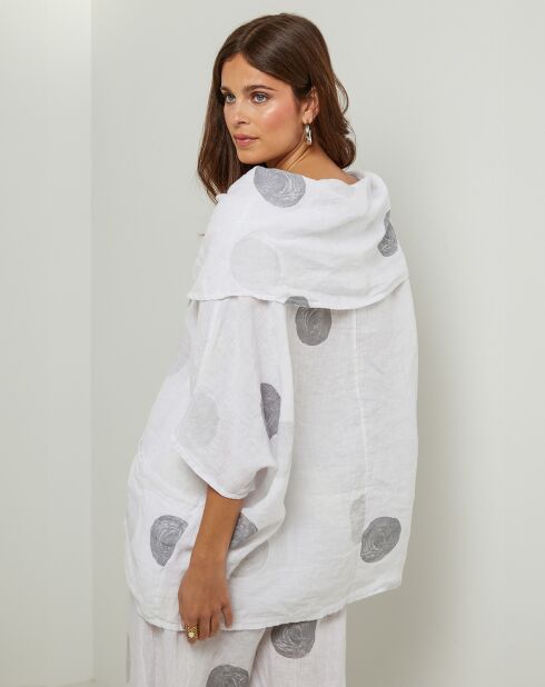 Blouse 100% Lin Plumetis blanche