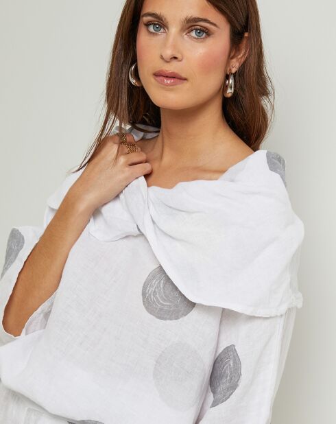 Blouse 100% Lin Plumetis blanche