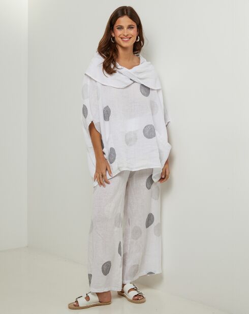 Blouse 100% Lin Plumetis blanche