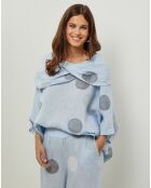 Blouse  100% Lin Plumetis ciel