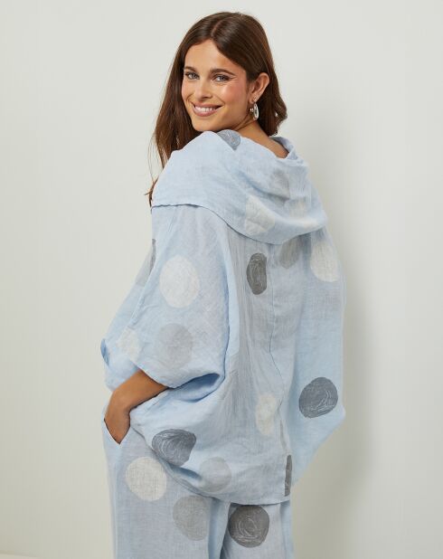Blouse  100% Lin Plumetis ciel
