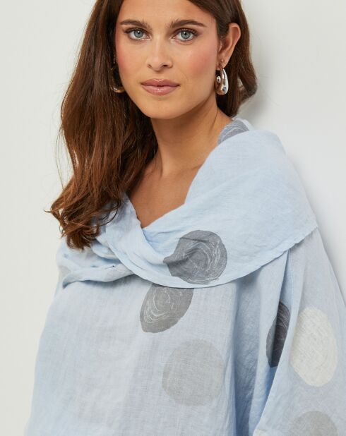 Blouse  100% Lin Plumetis ciel