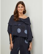 Blouse 100% Lin Plumetis marine