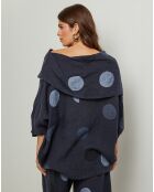 Blouse 100% Lin Plumetis marine