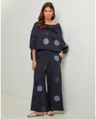 Blouse 100% Lin Plumetis marine