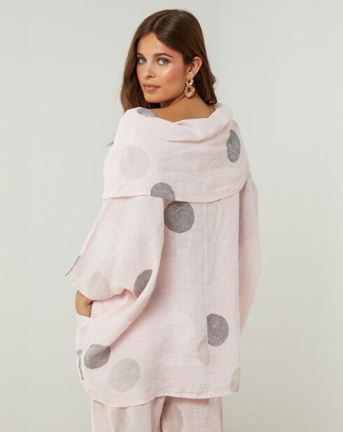Blouse 100% Lin Plumetis rose