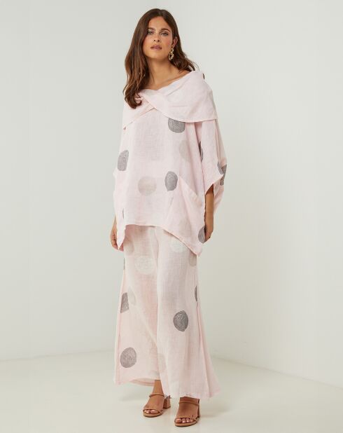 Blouse 100% Lin Plumetis rose
