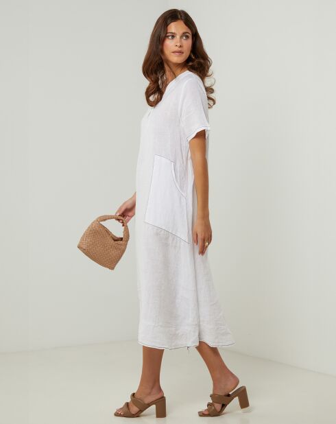 Weißes Kleid Gweeneth aus 100% Leinen