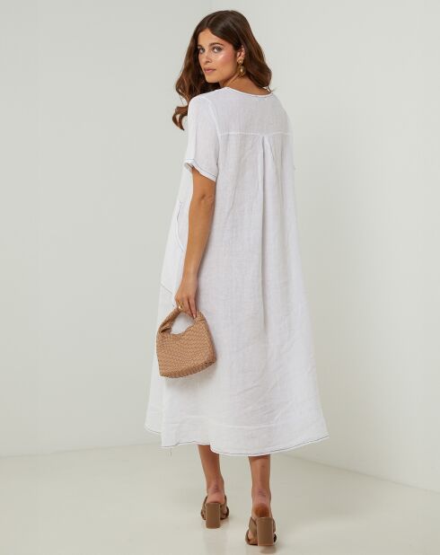 Weißes Kleid Gweeneth aus 100% Leinen