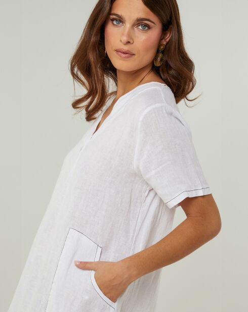 Weißes Kleid Gweeneth aus 100% Leinen