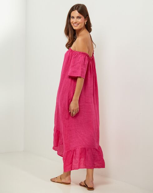 Manon fuchsia jurk van 100% linnen