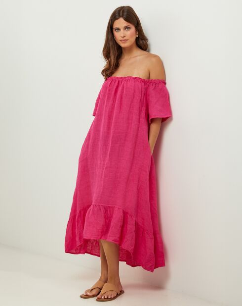 Manon fuchsia jurk van 100% linnen