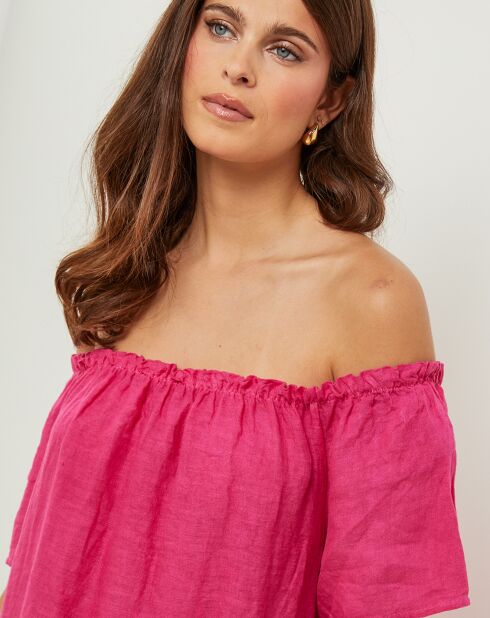 Manon fuchsia jurk van 100% linnen