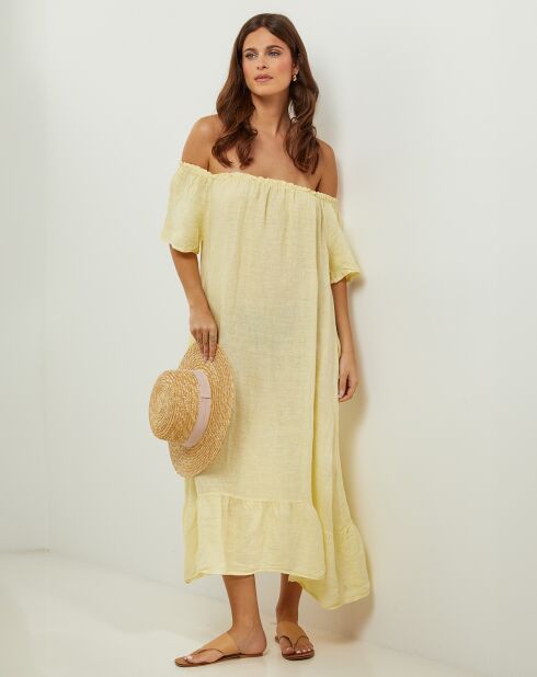 Manon gele jurk van 100% linnen