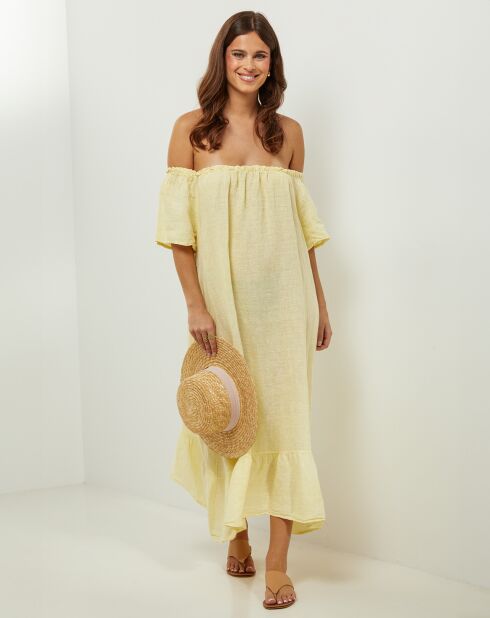 Manon gele jurk van 100% linnen