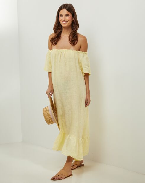 Manon gele jurk van 100% linnen