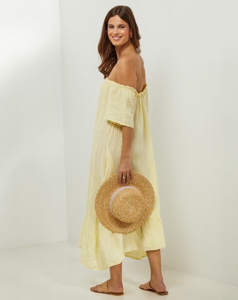Manon gele jurk van 100% linnen