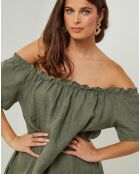Robe 100% Lin Manon kaki
