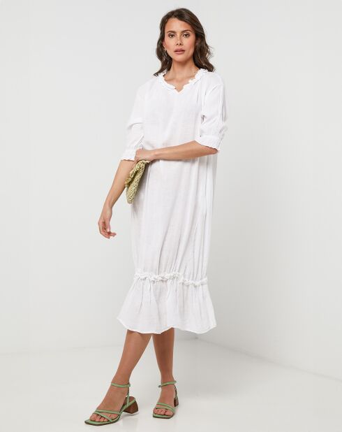 Robe 100% Lin Ananas blanche