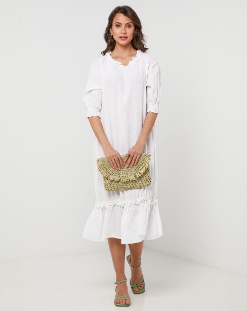 Robe 100% Lin Ananas blanche