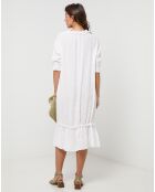 Robe 100% Lin Ananas blanche