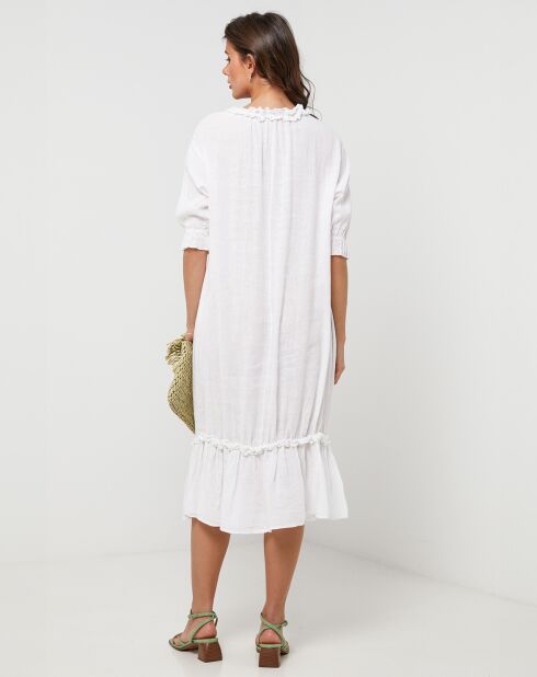 Robe 100% Lin Ananas blanche