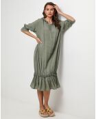Robe 100% Lin Ananas kaki