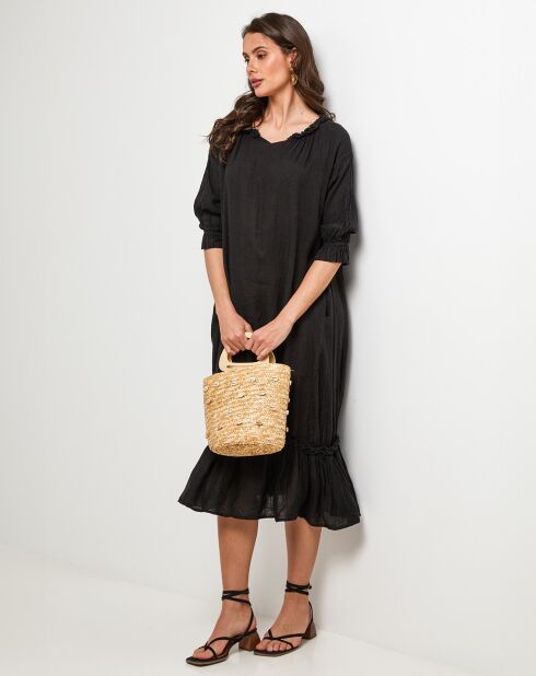 Robe 100% Lin Ananas noire