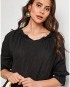 Robe 100% Lin Ananas noire