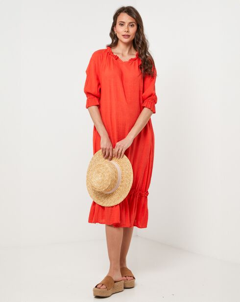 Robe 100% Lin Ananas orange