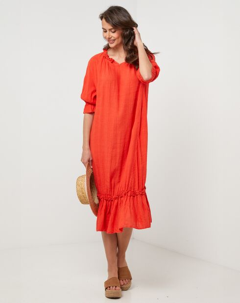Robe 100% Lin Ananas orange