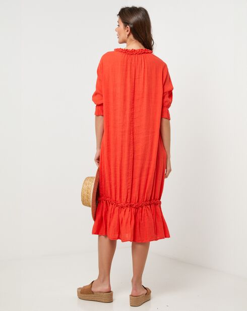Robe 100% Lin Ananas orange