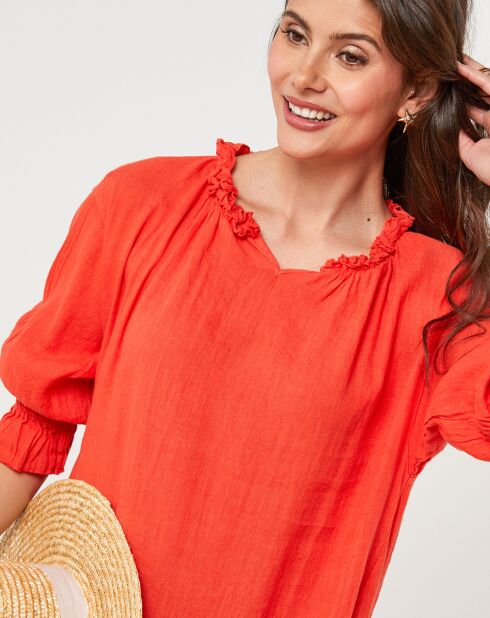 Robe 100% Lin Ananas orange