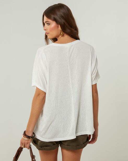 Tunique en Coton & Lin Fraise des Bois blanche
