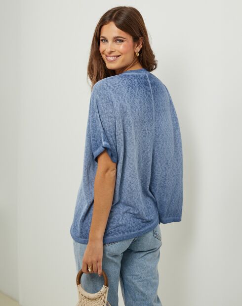 Indigo Forest Strawberry Tunika aus Baumwolle und Leinen