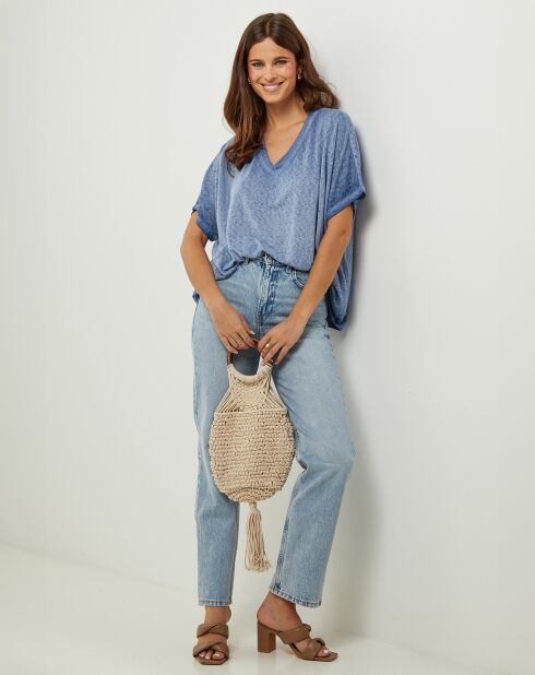 Tunique en Coton & Lin Fraise des Bois indigo